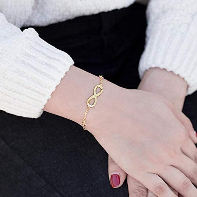 Womens 925 Sterling Silver Infinity Endless Love Symbol Charm Adjustable Bracelet Mother'S Day Gift for Wife Women Girls Mom