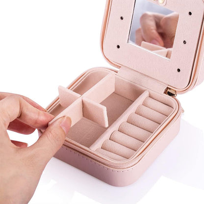 Mini Travel Jewelry Box Portable Jewelry Case for Earring, Ring, Necklace,Bracelet Small Jewlery Organizer with Zipper and Mirror (Bike)