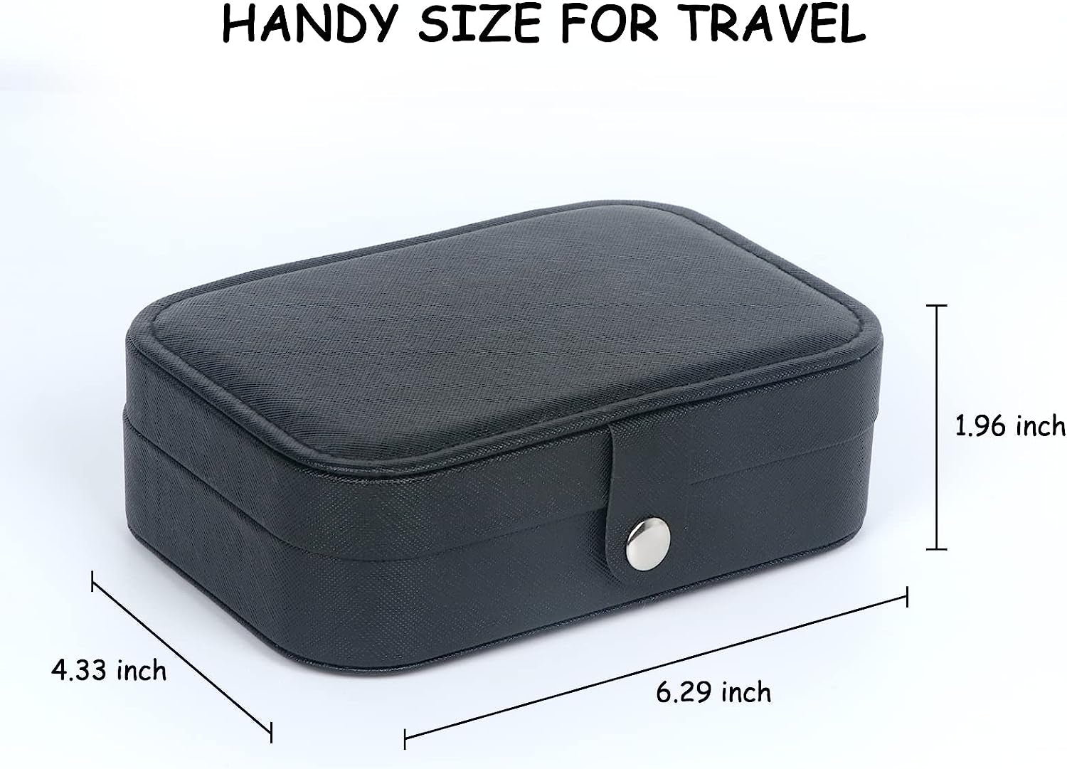 Travel Jewelry Box, Small Jewelry Organizer Box for Women Girls, 2 Layer Travel Jewlery Case, PU Leather Mini Portable Jewerly Storage Display Holder for Earrings, Ring, Necklaces, Bracelets (Black 1)