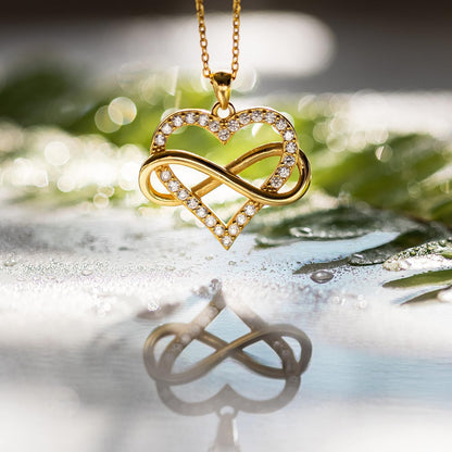 Infinity Heart Necklace for Women. 925 Sterling Silver Heart Necklace for Girlfriend, Love Heart Pendant on 18" Chain with 2" Extender (Rose Gold or Gold Plated)