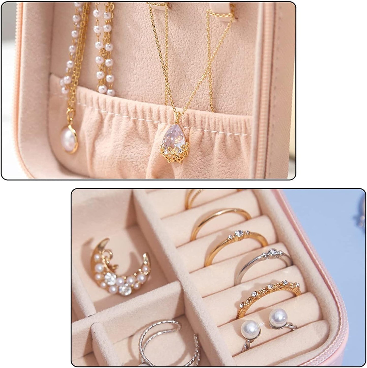 Mini Travel Jewelry Box Portable Jewelry Case for Earring, Ring, Necklace,Bracelet Small Jewlery Organizer with Zipper and Mirror (Bike)